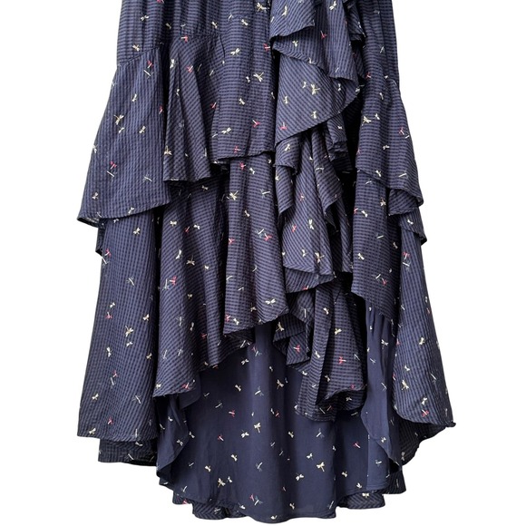 Joie Miraly Dragonfly Print Wrap Midi Dress Navy Blue Medium - Picture 5 of 10
